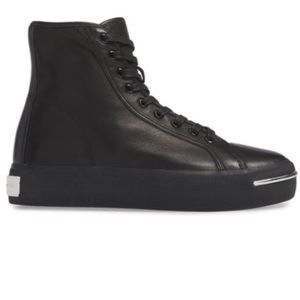 Alexander Wang Pia Black Leather High Top Sneakers